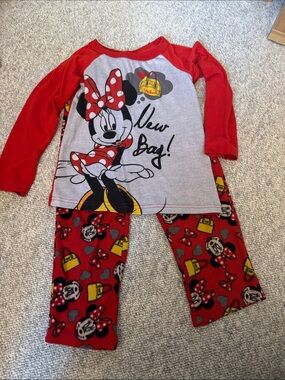 Girls Disney Minnie Mouse Fleecy Two Piece Pajama Set